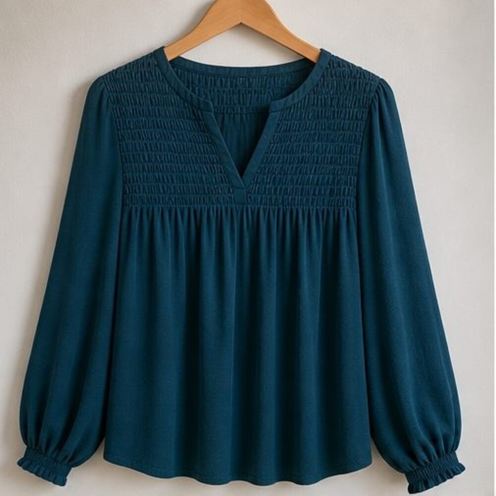 Teal Ruffle Blouse - Picture 1 of 6